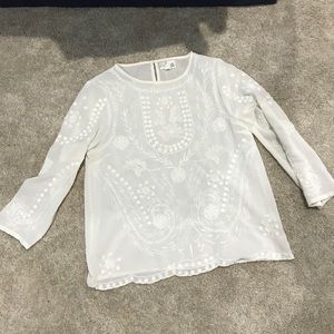 White chiffon blouse with detail